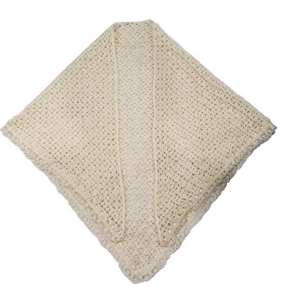 Hand Made Crochet Shawl Ribbon Trim and Ball detail throughout - Picture 1 of 11